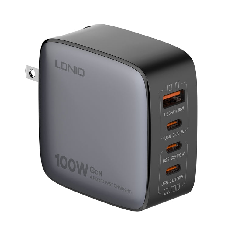 LDNIO Q408 100W GaN USB+3 USB-C / Type-C Interface Charger with 1m 100W USB-C / Type-C to USB-C /...