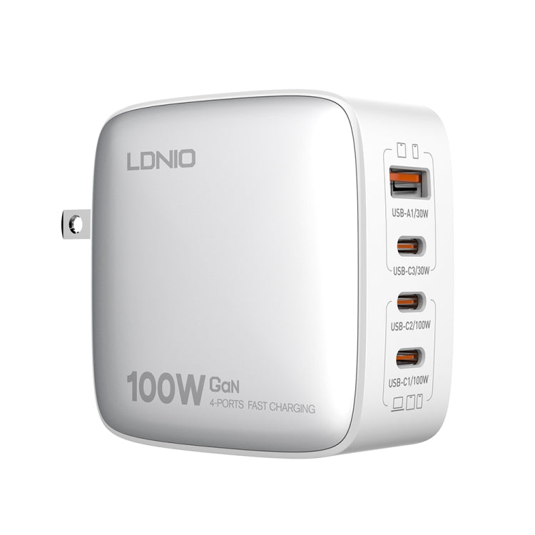 LDNIO Q408 100W GaN USB+3 USB-C / Type-C Interface Charger with 1m 100W USB-C / Type-C to USB-C /...