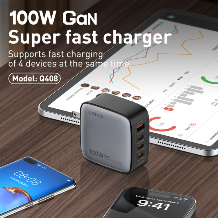LDNIO Q408 100W GaN USB+3 USB-C / Type-C Interface Charger with 1m 100W USB-C / Type-C to USB-C /...