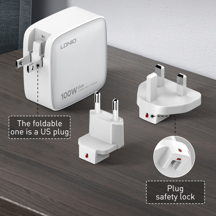LDNIO Q408 100W GaN USB+3 USB-C / Type-C Interface Charger with 1m 100W USB-C / Type-C to USB-C /...