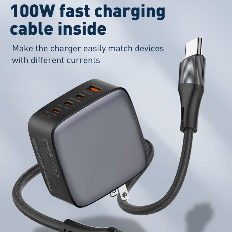 LDNIO Q408 100W GaN USB+3 USB-C / Type-C Interface Charger with 1m 100W USB-C / Type-C to USB-C /...