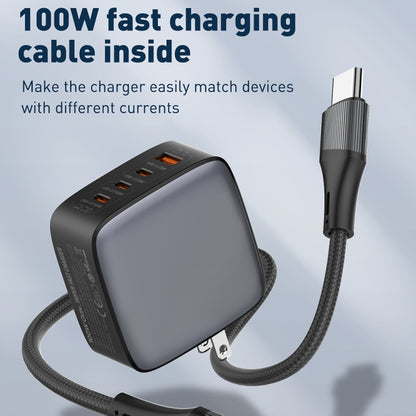 LDNIO Q408 100W GaN USB+3 USB-C / Type-C Interface Charger with 1m 100W USB-C / Type-C to USB-C /...