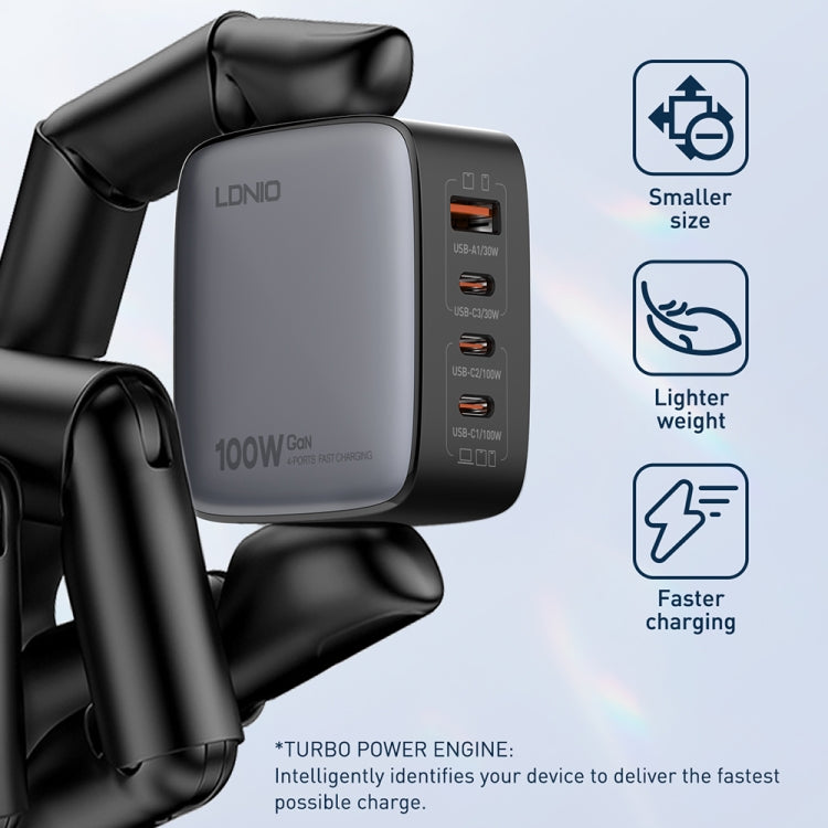 LDNIO Q408 100W GaN USB+3 USB-C / Type-C Interface Charger with 1m 100W USB-C / Type-C to USB-C /...