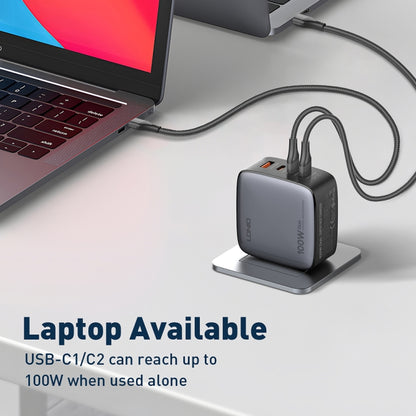 LDNIO Q408 100W GaN USB+3 USB-C / Type-C Interface Charger with 1m 100W USB-C / Type-C to USB-C /...