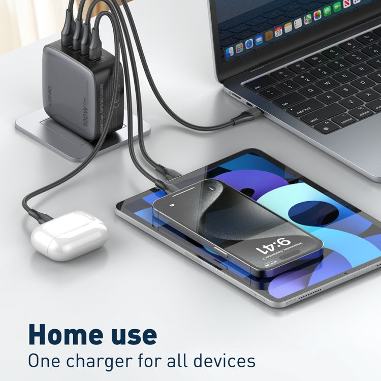 LDNIO Q408 100W GaN USB+3 USB-C / Type-C Interface Charger with 1m 100W USB-C / Type-C to USB-C /...