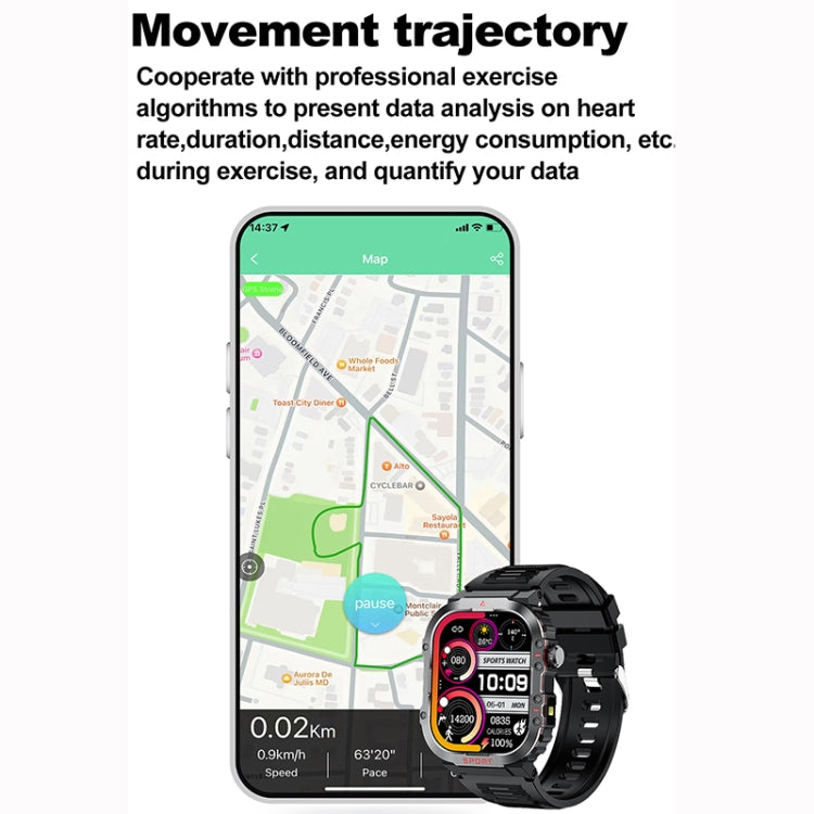 2.01 inch Screen Silicone Strap 10m Waterproof Smart Watch