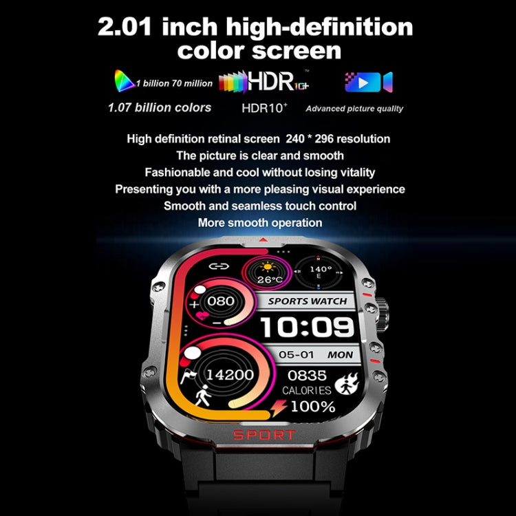 2.01 inch Screen Silicone Strap 10m Waterproof Smart Watch