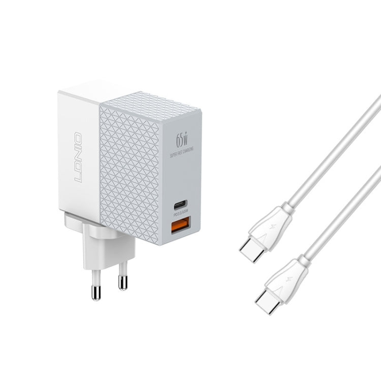 LDNIO A2620C PD3.0 65W USB Power Adapter Travel Charger with Type-C to Type-C Cable, EU Plug�����...