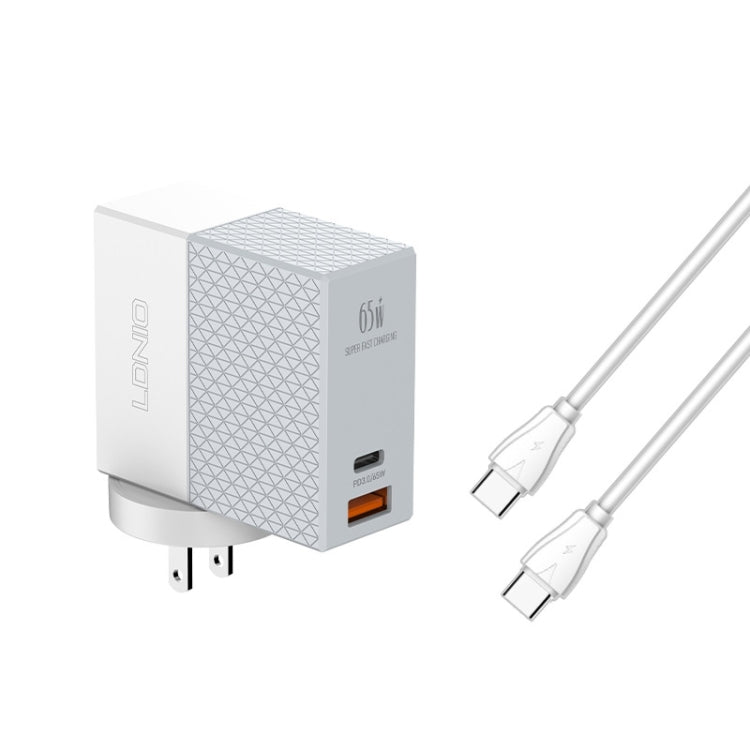 LDNIO A2620C PD3.0 65W USB Power Adapter Travel Charger with Type-C to Type-C Cable, EU Plug�����...