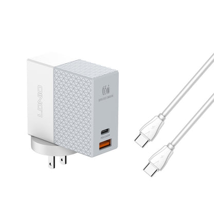 LDNIO A2620C PD3.0 65W USB Power Adapter Travel Charger with Type-C to Type-C Cable, EU Plug�����...