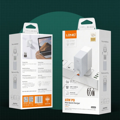 LDNIO A2620C PD3.0 65W USB Power Adapter Travel Charger with Type-C to Type-C Cable, EU Plug�����...