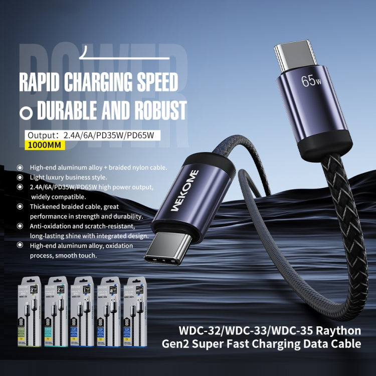 WK WDC-32a Raython Gen2 1m 6A USB to Type-C Fast Charging Data Cable, WDC-32a