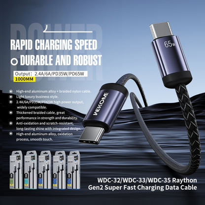 WK WDC-35 Raython Gen2 1m PD65W Type-C to Type-C Fast Charging Data Cable, WDC-35