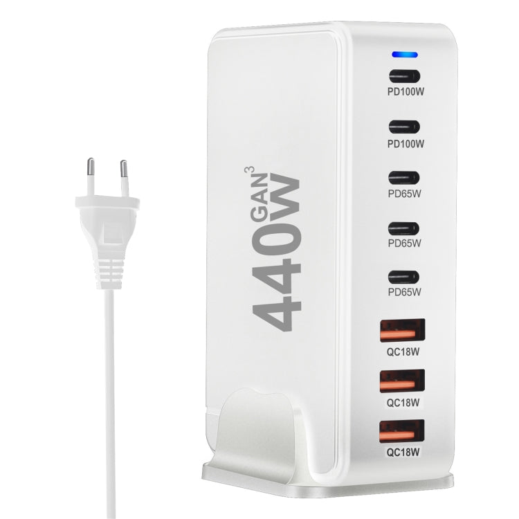 440W GaN USB Power Adapter Travel Charger with 3 x USB, 5 x PD Port, EU Plug, US Plug, UK Plug���...
