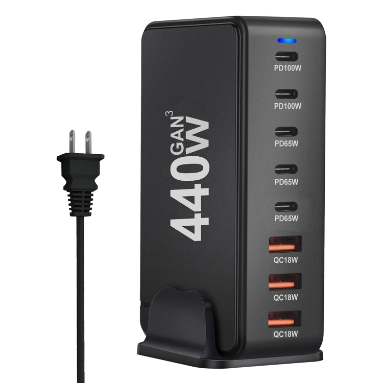 440W GaN USB Power Adapter Travel Charger with 3 x USB, 5 x PD Port, EU Plug, US Plug, UK Plug���...