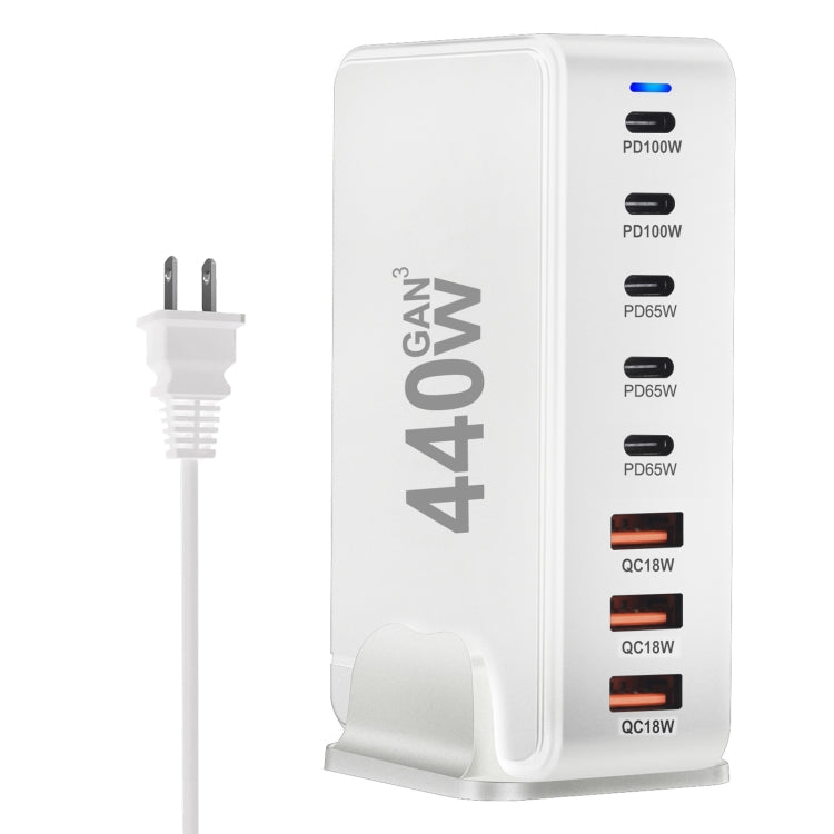 440W GaN USB Power Adapter Travel Charger with 3 x USB, 5 x PD Port, EU Plug, US Plug, UK Plug���...