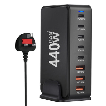 440W GaN USB Power Adapter Travel Charger with 3 x USB, 5 x PD Port, EU Plug, US Plug, UK Plug���...