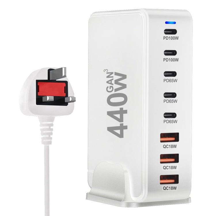 440W GaN USB Power Adapter Travel Charger with 3 x USB, 5 x PD Port, EU Plug, US Plug, UK Plug���...