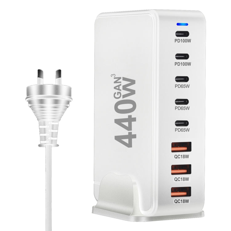 440W GaN USB Power Adapter Travel Charger with 3 x USB, 5 x PD Port, EU Plug, US Plug, UK Plug���...