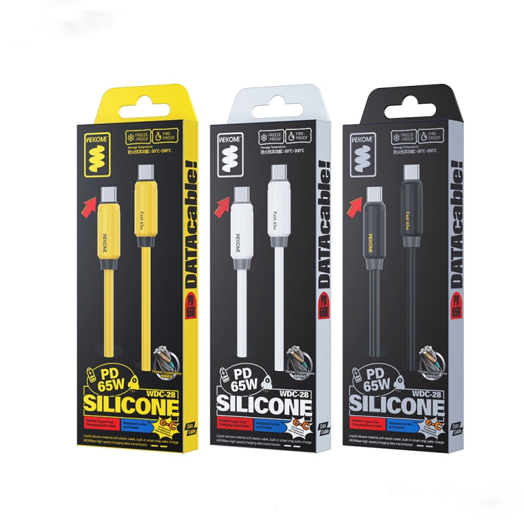 WK WDC-28 Elastic Genuine Silicone 1m PD65W Type-C to Type-C Fast Charging Data Cable