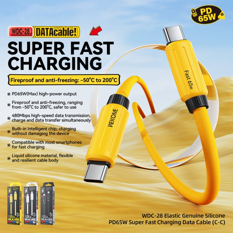 WK WDC-28 Elastic Genuine Silicone 1m PD65W Type-C to Type-C Fast Charging Data Cable