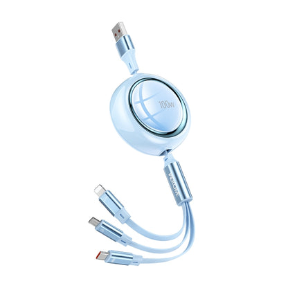WK WDC-18 Star Series 1.2m 100W USB to 8 Pin / Type-C / Micro USB Retractable Data Cable