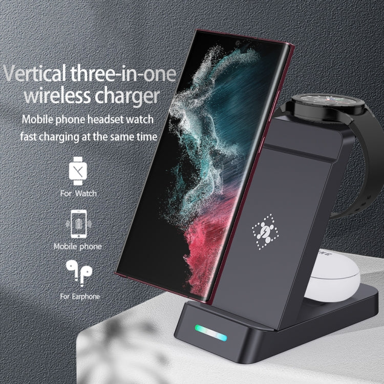 B20A 15W Qi Wireless Charger 3-in-1 Vertical Stand Phone Holder for Samsung Watch / Galaxy Buds��...