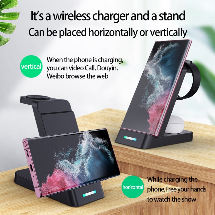 B20A 15W Qi Wireless Charger 3-in-1 Vertical Stand Phone Holder for Samsung Watch / Galaxy Buds��...