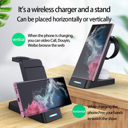 B20A 15W Qi Wireless Charger 3-in-1 Vertical Stand Phone Holder for Samsung Watch / Galaxy Buds��...