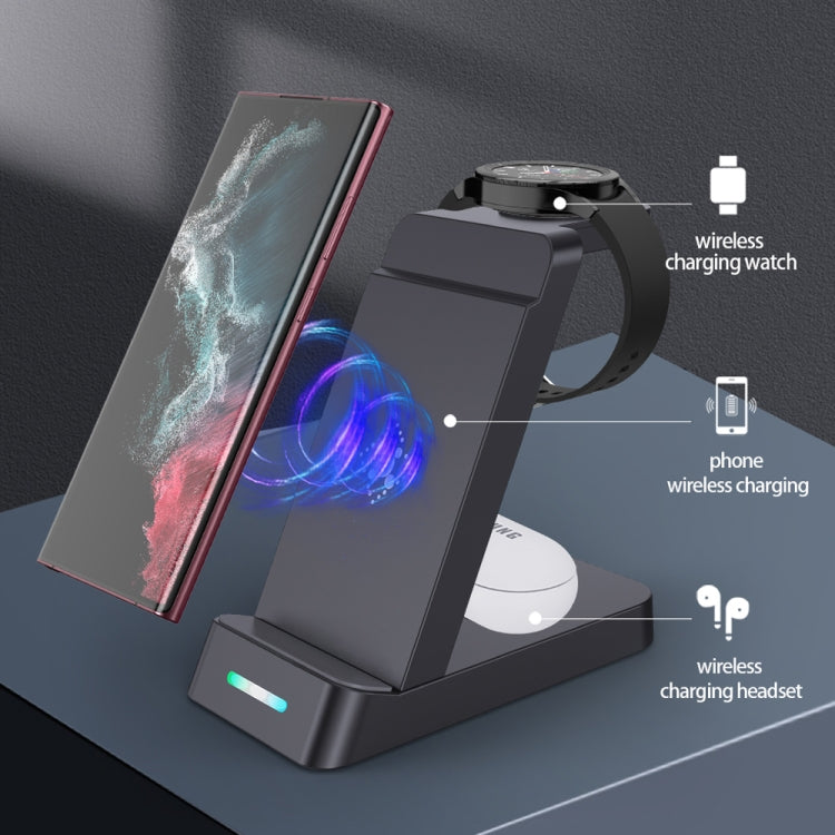B20A 15W Qi Wireless Charger 3-in-1 Vertical Stand Phone Holder for Samsung Watch / Galaxy Buds��...