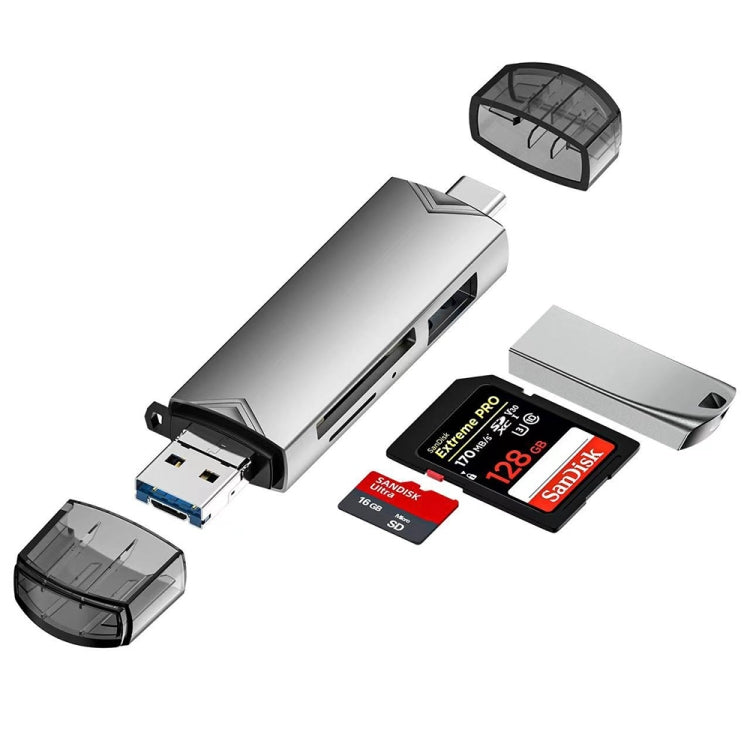 6 in 1 USB3.0, Micro USB, Type-C to SD, TF Card, U Disk Multifunctional Card Reader Adapter������...