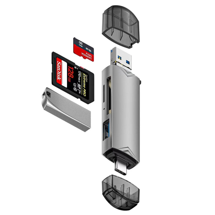 6 in 1 USB3.0, Micro USB, Type-C to SD, TF Card, U Disk Multifunctional Card Reader Adapter������...
