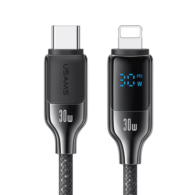 USAMS SJ741 30W USB-C / Type-C to 8 Pin Zinc Alloy Digital Display Fast Data Cable, Length: 1.2m�...