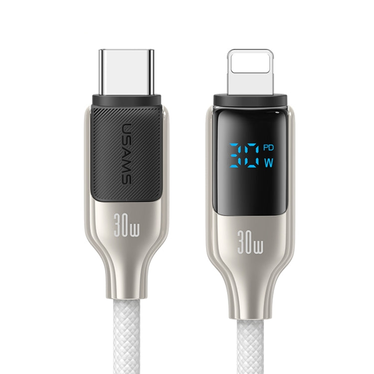 USAMS SJ741 30W USB-C / Type-C to 8 Pin Zinc Alloy Digital Display Fast Data Cable, Length: 1.2m�...