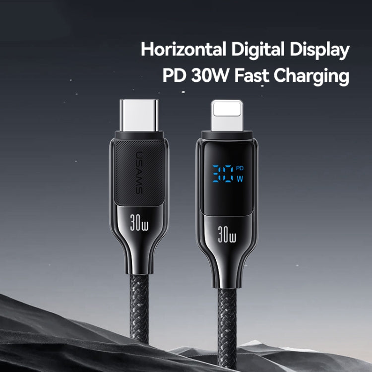 USAMS SJ741 30W USB-C / Type-C to 8 Pin Zinc Alloy Digital Display Fast Data Cable, Length: 1.2m�...