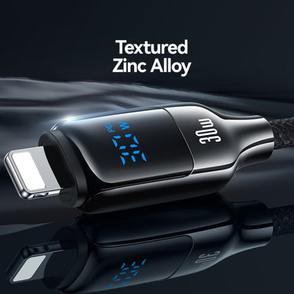 USAMS SJ741 30W USB-C / Type-C to 8 Pin Zinc Alloy Digital Display Fast Data Cable, Length: 1.2m�...