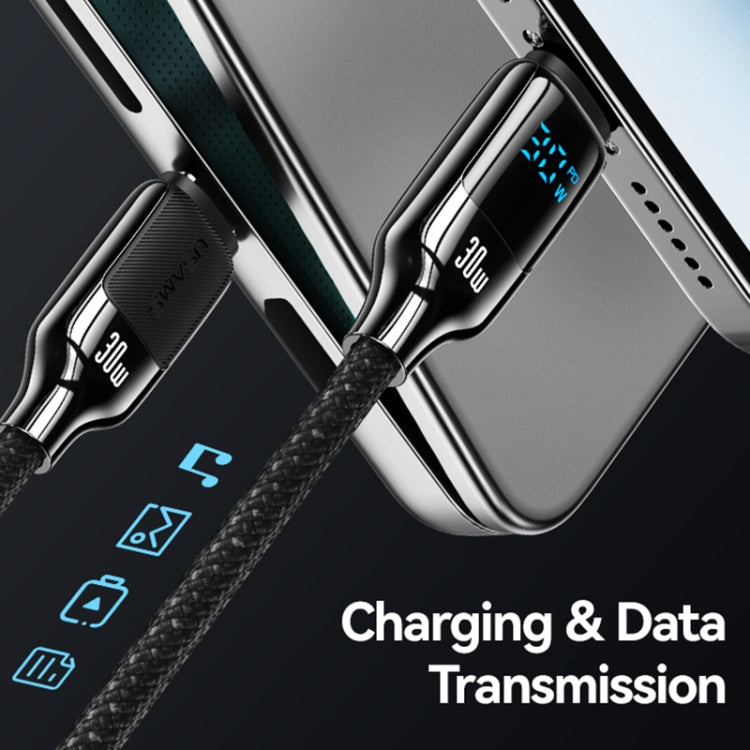 USAMS SJ741 30W USB-C / Type-C to 8 Pin Zinc Alloy Digital Display Fast Data Cable, Length: 1.2m�...
