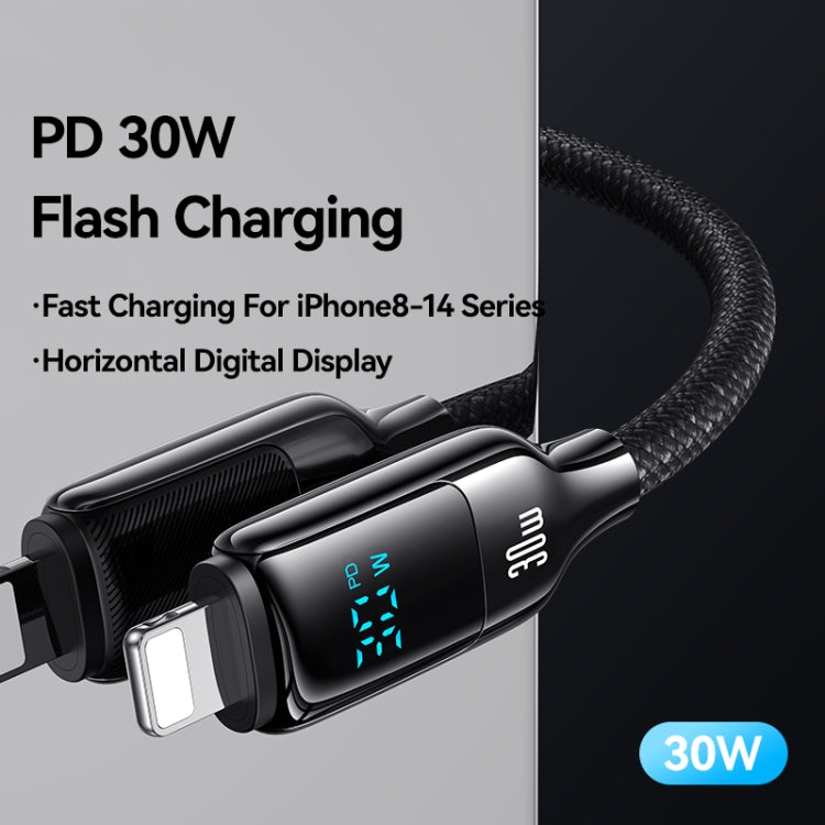 USAMS SJ741 30W USB-C / Type-C to 8 Pin Zinc Alloy Digital Display Fast Data Cable, Length: 1.2m�...