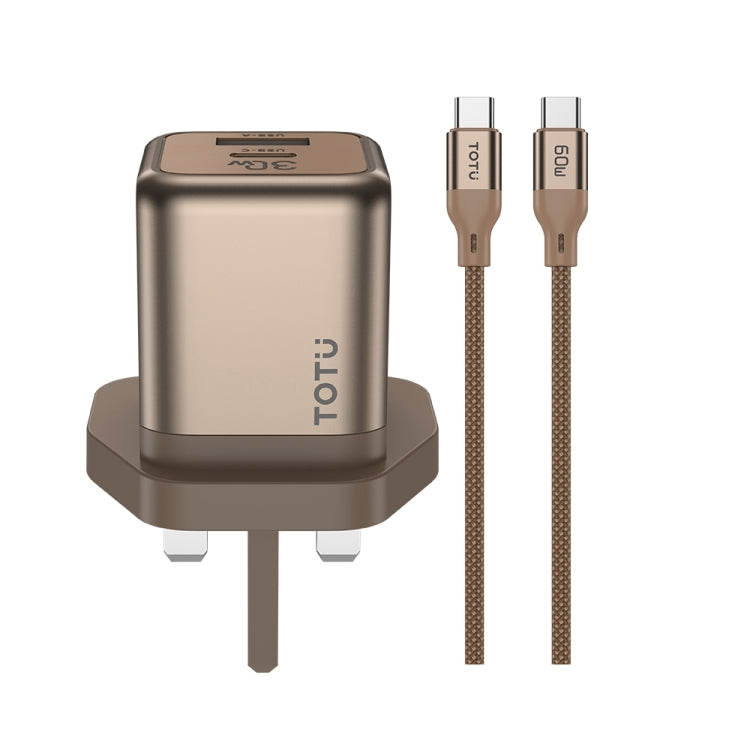 TOTUDESIGN HC-9 30W USB-A to Type-C GaN Fast Charger, UK Plug with Type-C to Type-C Cable��������...