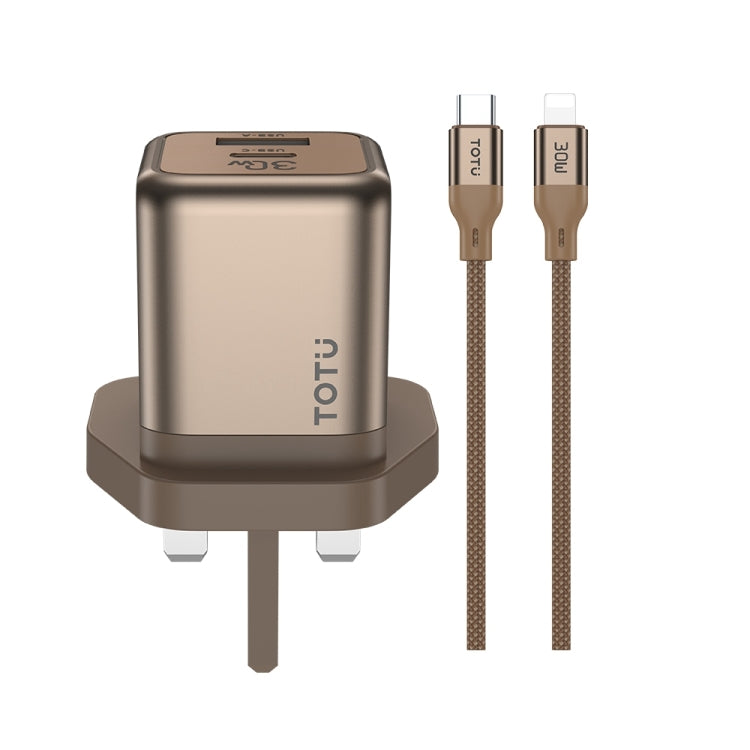 TOTUDESIGN HC-9 30W USB-A to Type-C GaN Fast Charger, UK Plug with Type-C to Type-C Cable��������...
