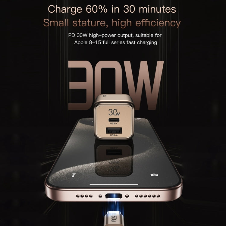 TOTUDESIGN HC-9 30W USB-A to Type-C GaN Fast Charger, UK Plug with Type-C to Type-C Cable��������...