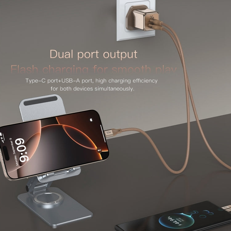 TOTUDESIGN HC-9 30W USB-A to Type-C GaN Fast Charger, UK Plug with Type-C to Type-C Cable��������...