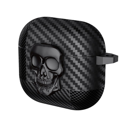 Carbon Fiber Pattern Skull Lock Bluetooth Earphone Protective Case, For AirPods 4, For AirPods Pr...