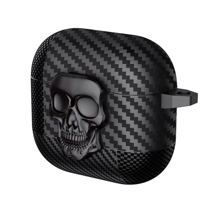 Carbon Fiber Pattern Skull Lock Bluetooth Earphone Protective Case, For AirPods 4, For AirPods Pr...