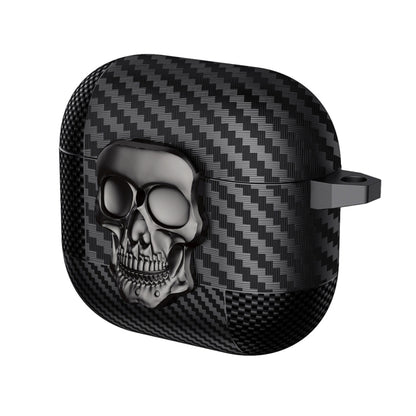 Carbon Fiber Pattern Skull Lock Bluetooth Earphone Protective Case, For AirPods 4, For AirPods Pr...