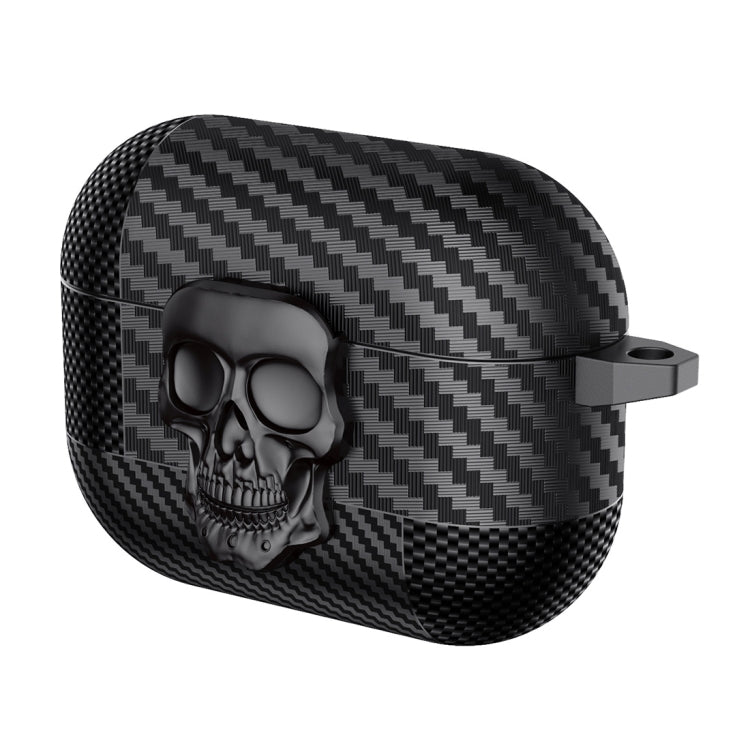 Carbon Fiber Pattern Skull Lock Bluetooth Earphone Protective Case, For AirPods 4, For AirPods Pr...