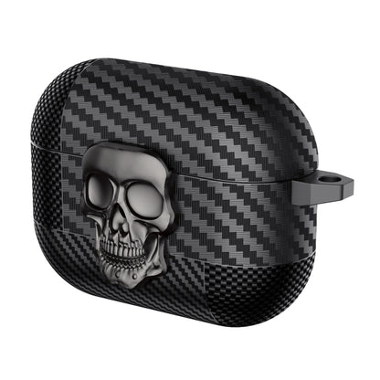 Carbon Fiber Pattern Skull Lock Bluetooth Earphone Protective Case, For AirPods 4, For AirPods Pr...