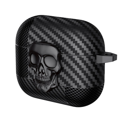 Carbon Fiber Pattern Skull Lock Bluetooth Earphone Protective Case, For AirPods 4, For AirPods Pr...