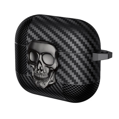 Carbon Fiber Pattern Skull Lock Bluetooth Earphone Protective Case, For AirPods 4, For AirPods Pr...
