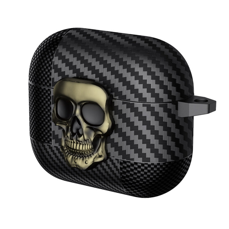 Carbon Fiber Pattern Skull Lock Bluetooth Earphone Protective Case, For AirPods 4, For AirPods Pr...